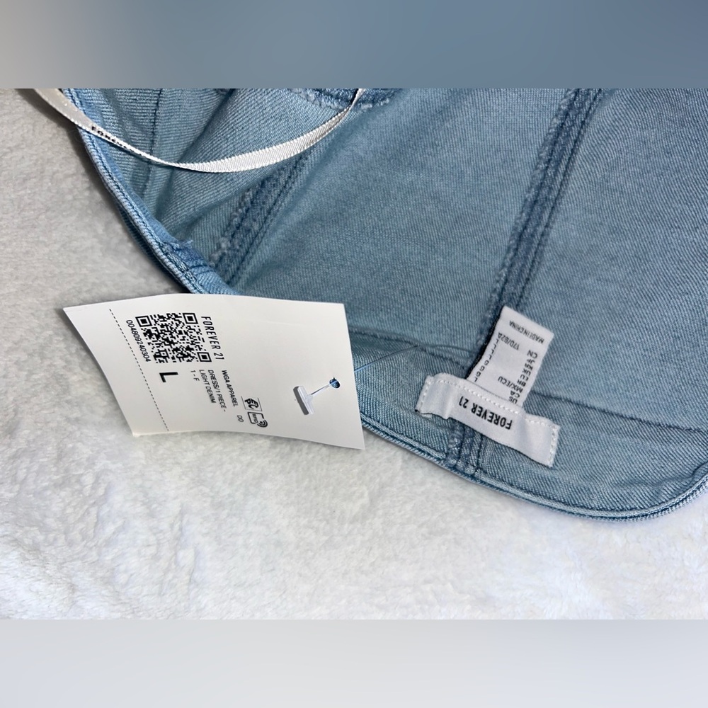 Strapless Wide Leg Denim Jumpsuit - Light Blue Corset Waist - Picture 3 of 4